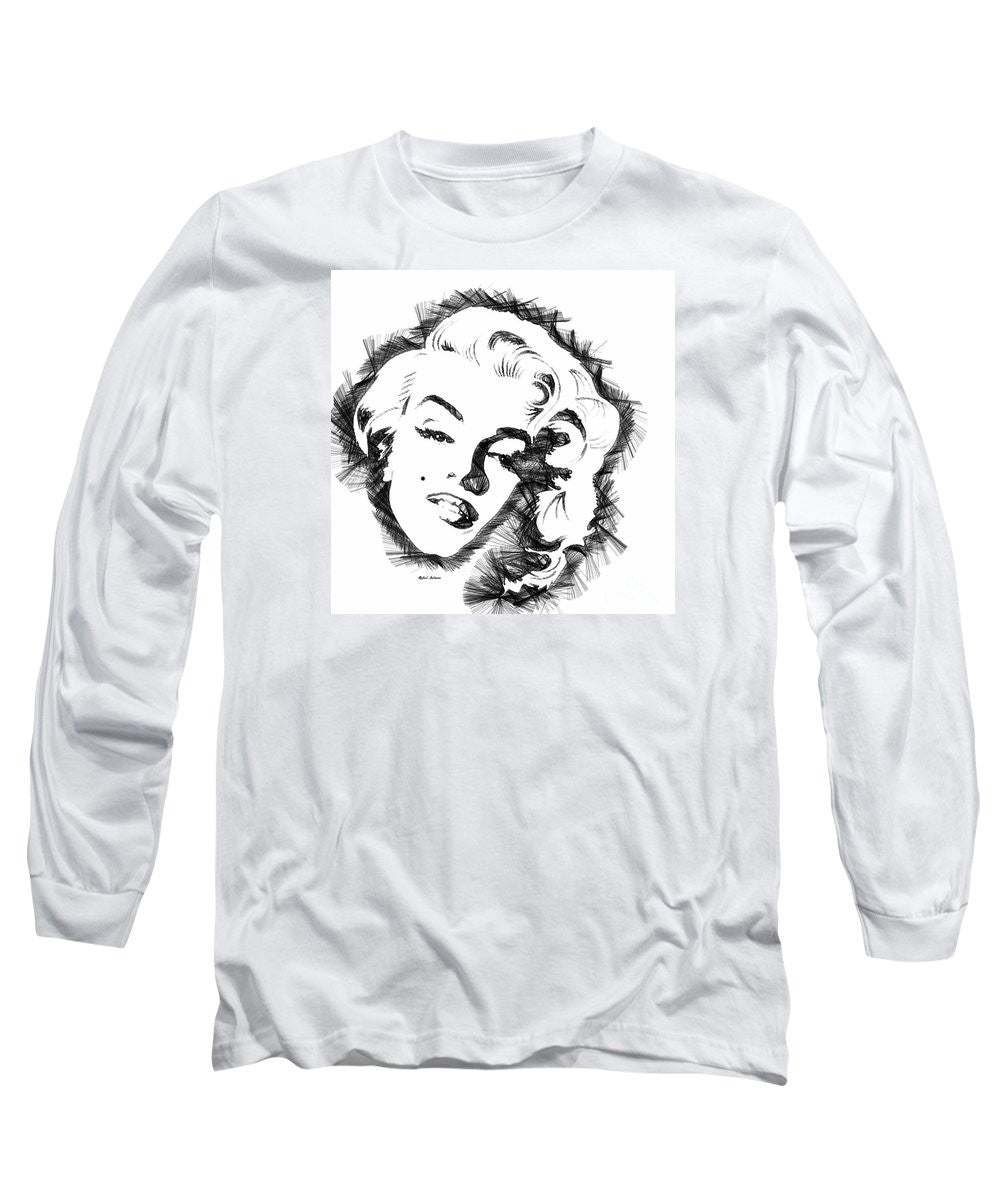 Long Sleeve T-Shirt - Marilyn Monroe Sketch In Black And White