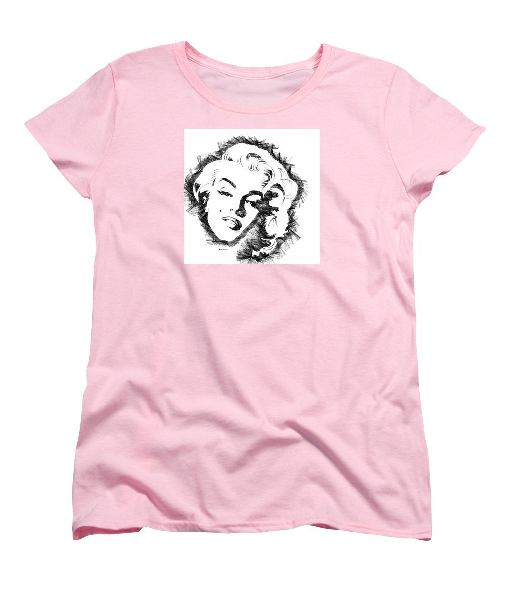 T-shirt pour femme (coupe standard) - Croquis de Marilyn Monroe en noir et blanc