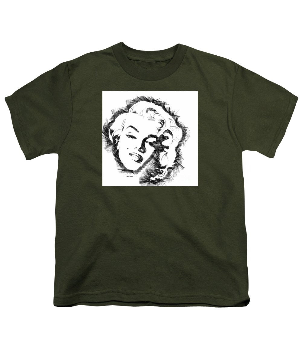 Youth T-Shirt - Marilyn Monroe Sketch In Black And White