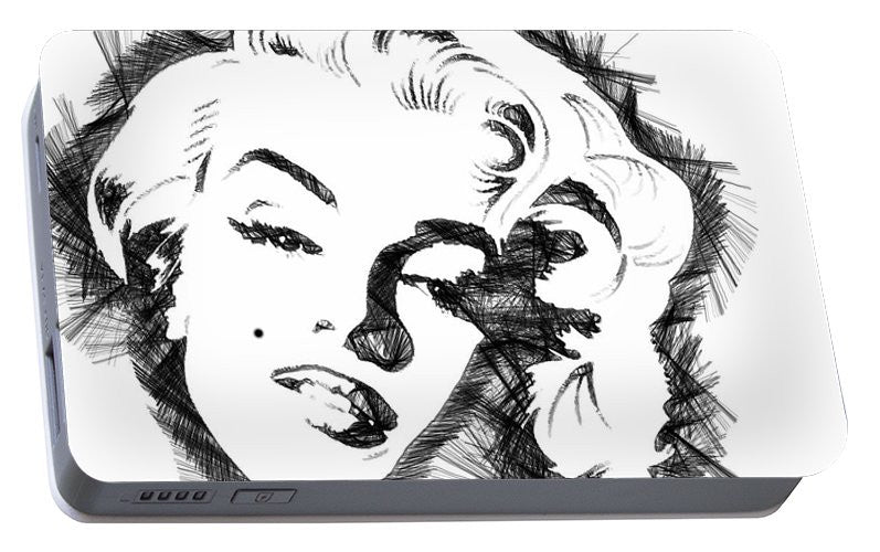 Portable Battery Charger - Marilyn Monroe Sketch In Black And White