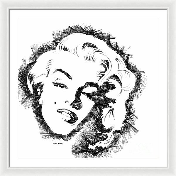 Framed Print - Marilyn Monroe Sketch In Black And White