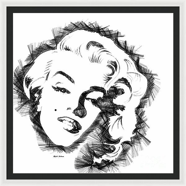 Framed Print - Marilyn Monroe Sketch In Black And White