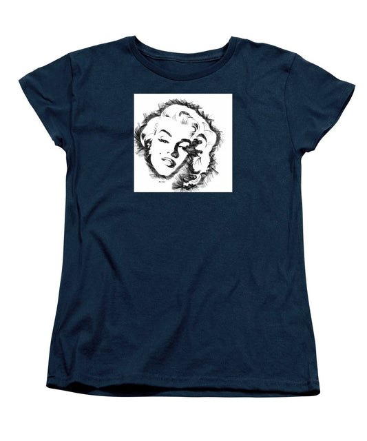 T-shirt pour femme (coupe standard) - Croquis de Marilyn Monroe en noir et blanc