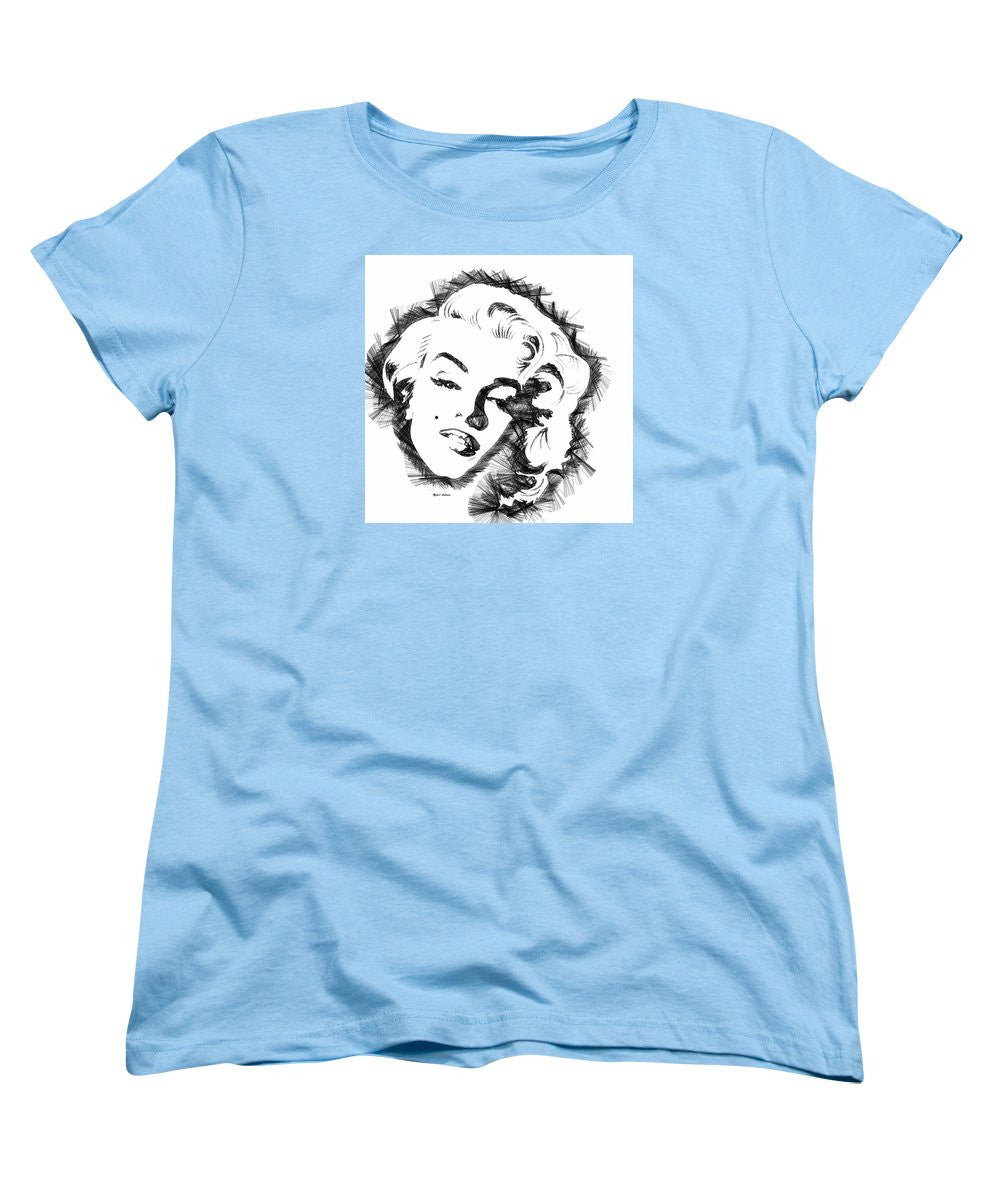 T-shirt pour femme (coupe standard) - Croquis de Marilyn Monroe en noir et blanc