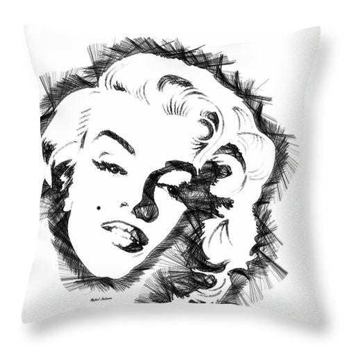 Throw Pillow - Marilyn Monroe Sketch In Black And White