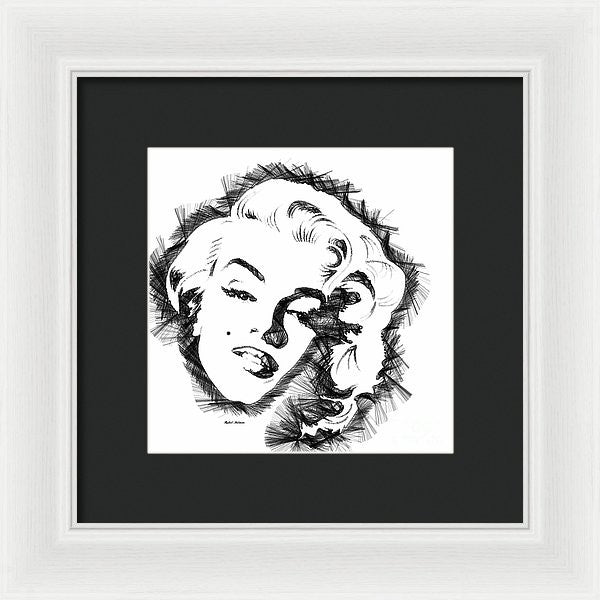 Framed Print - Marilyn Monroe Sketch In Black And White