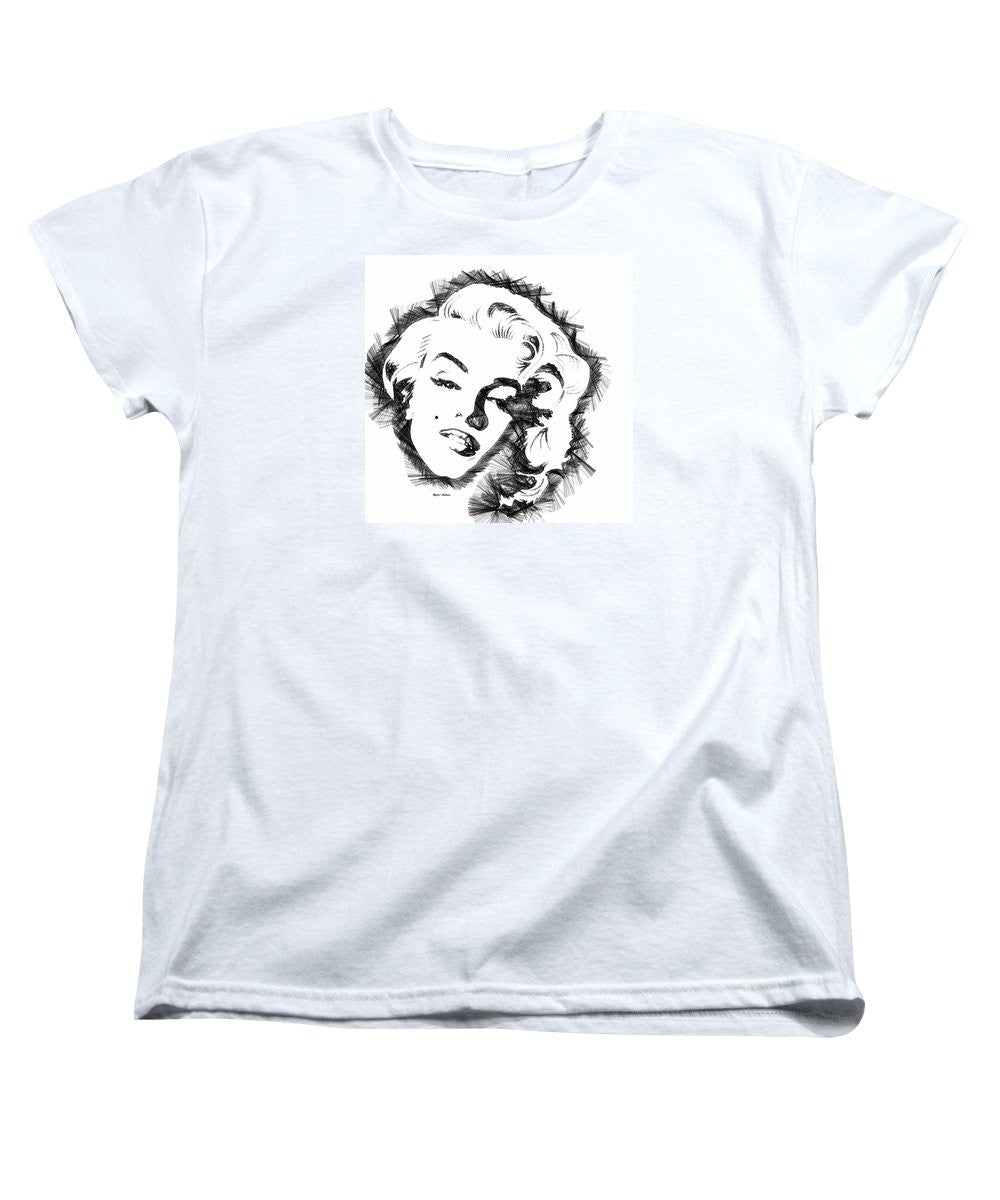 T-shirt pour femme (coupe standard) - Croquis de Marilyn Monroe en noir et blanc