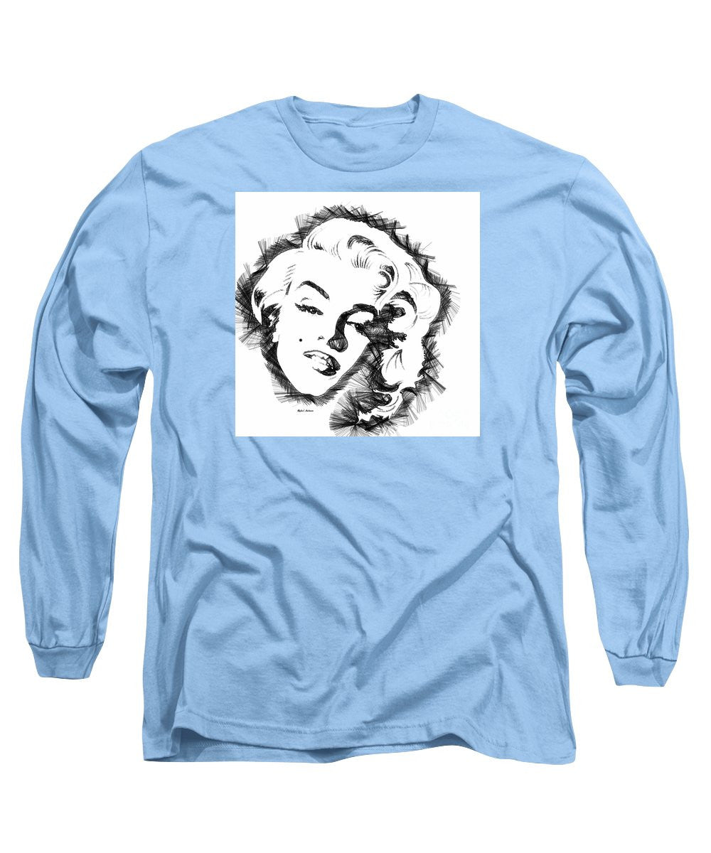 Long Sleeve T-Shirt - Marilyn Monroe Sketch In Black And White