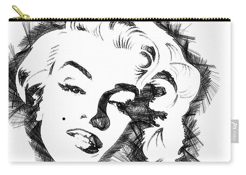 Carry-All Pouch - Marilyn Monroe Sketch In Black And White