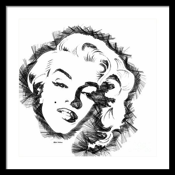 Framed Print - Marilyn Monroe Sketch In Black And White