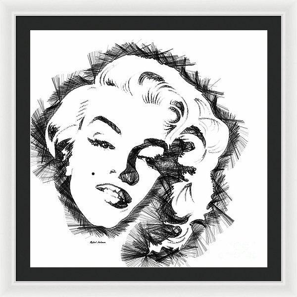 Framed Print - Marilyn Monroe Sketch In Black And White