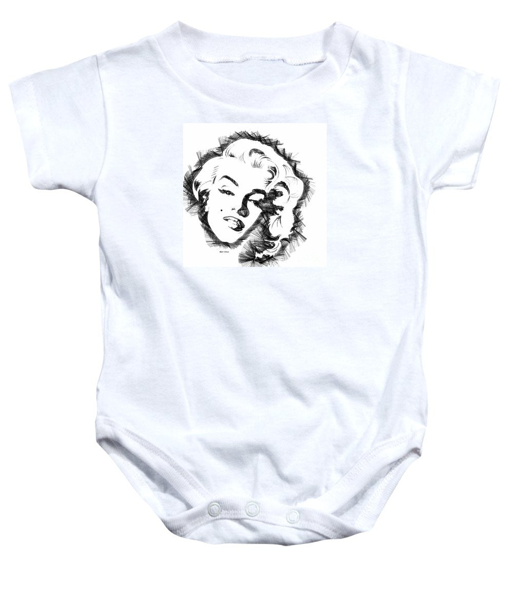 Baby Onesie - Marilyn Monroe Sketch In Black And White