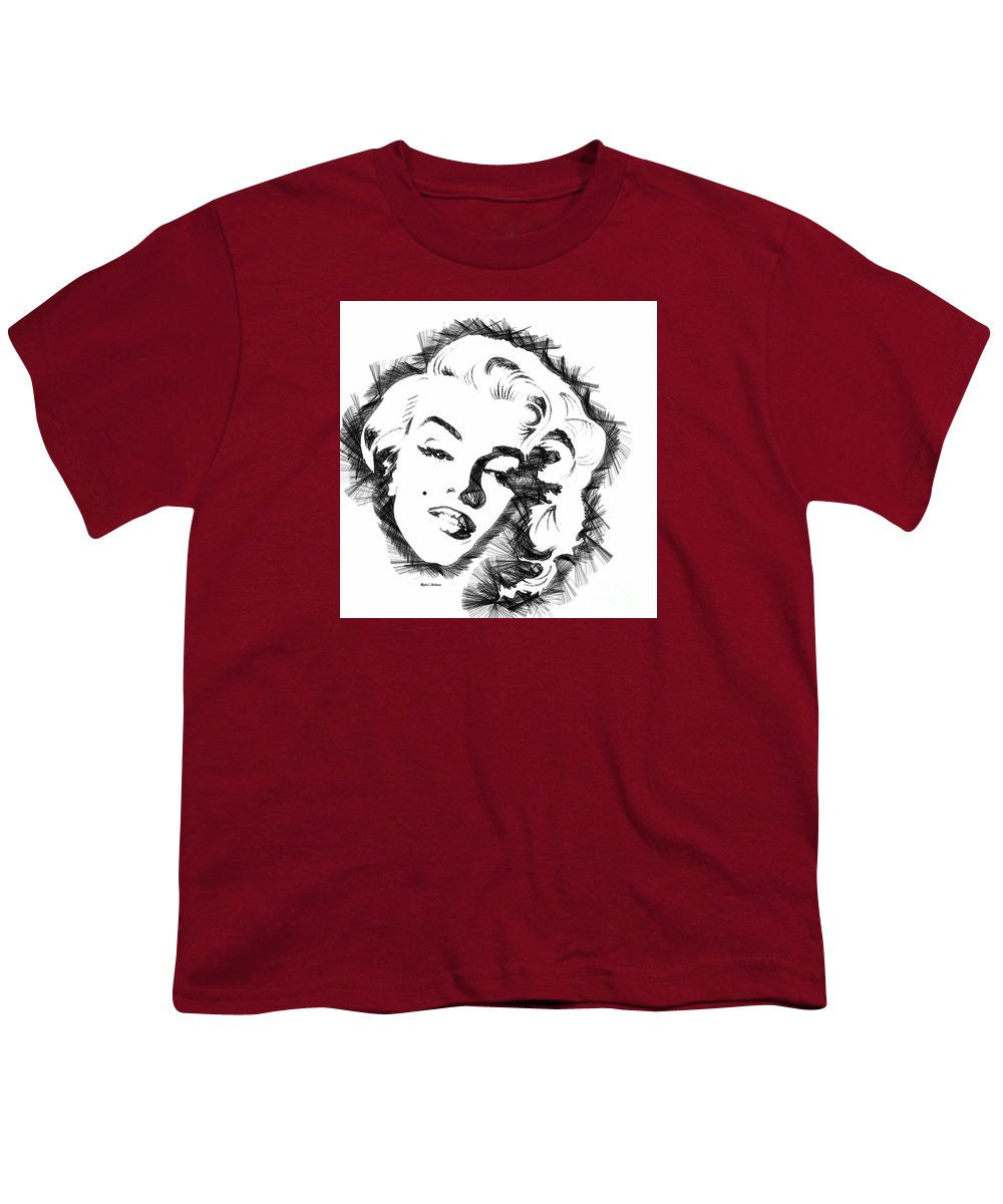 Youth T-Shirt - Marilyn Monroe Sketch In Black And White