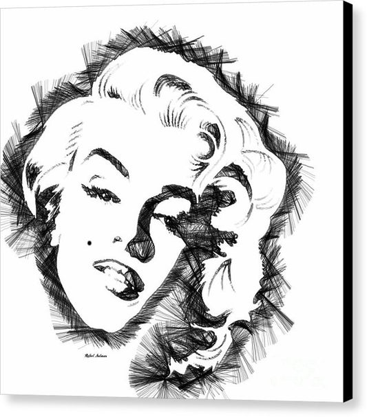 Impression sur toile - Croquis de Marilyn Monroe en noir et blanc