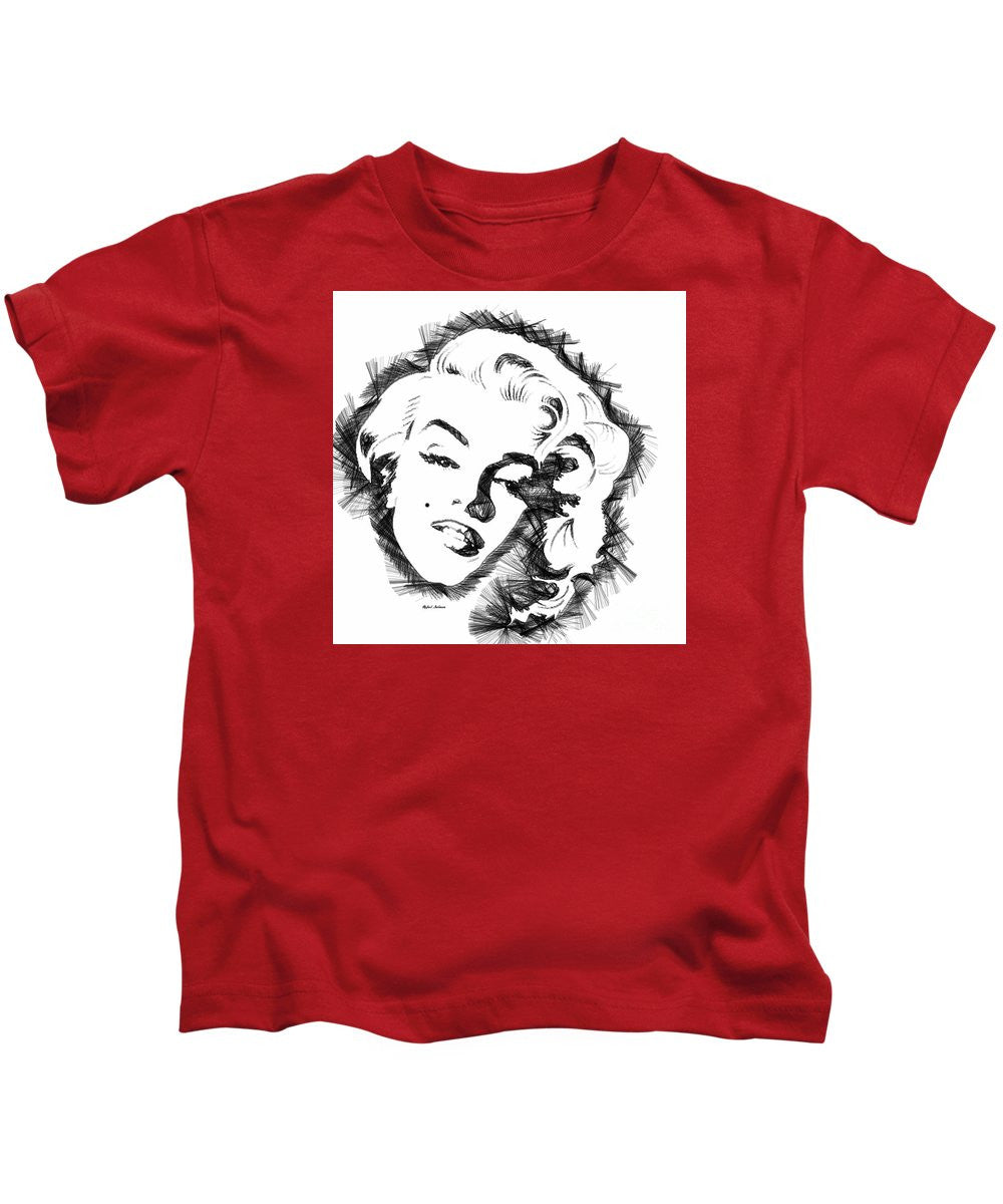 Kids T-Shirt - Marilyn Monroe Sketch In Black And White