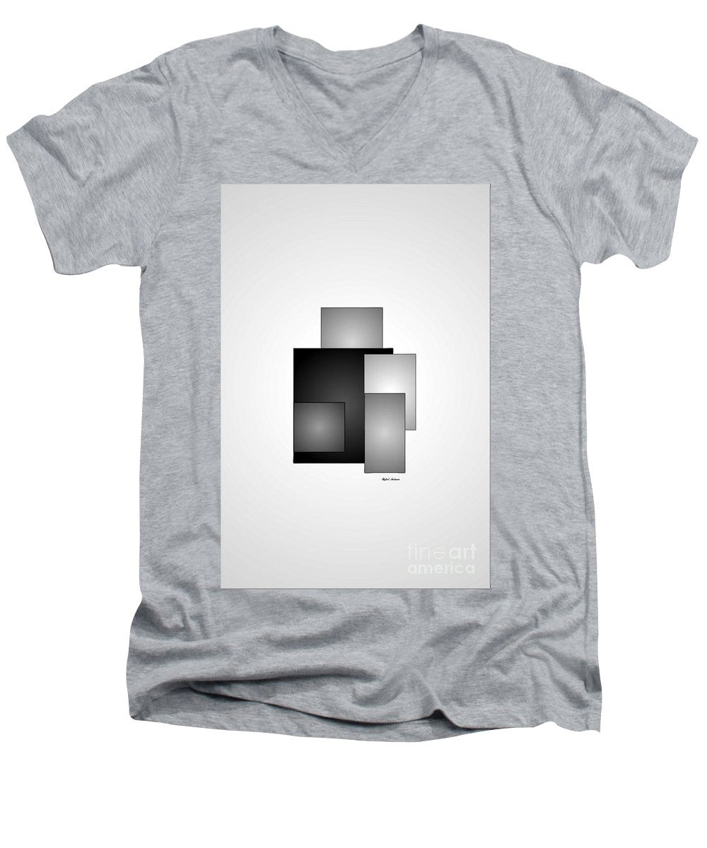 Men's V-Neck T-Shirt - Minimal Black And White