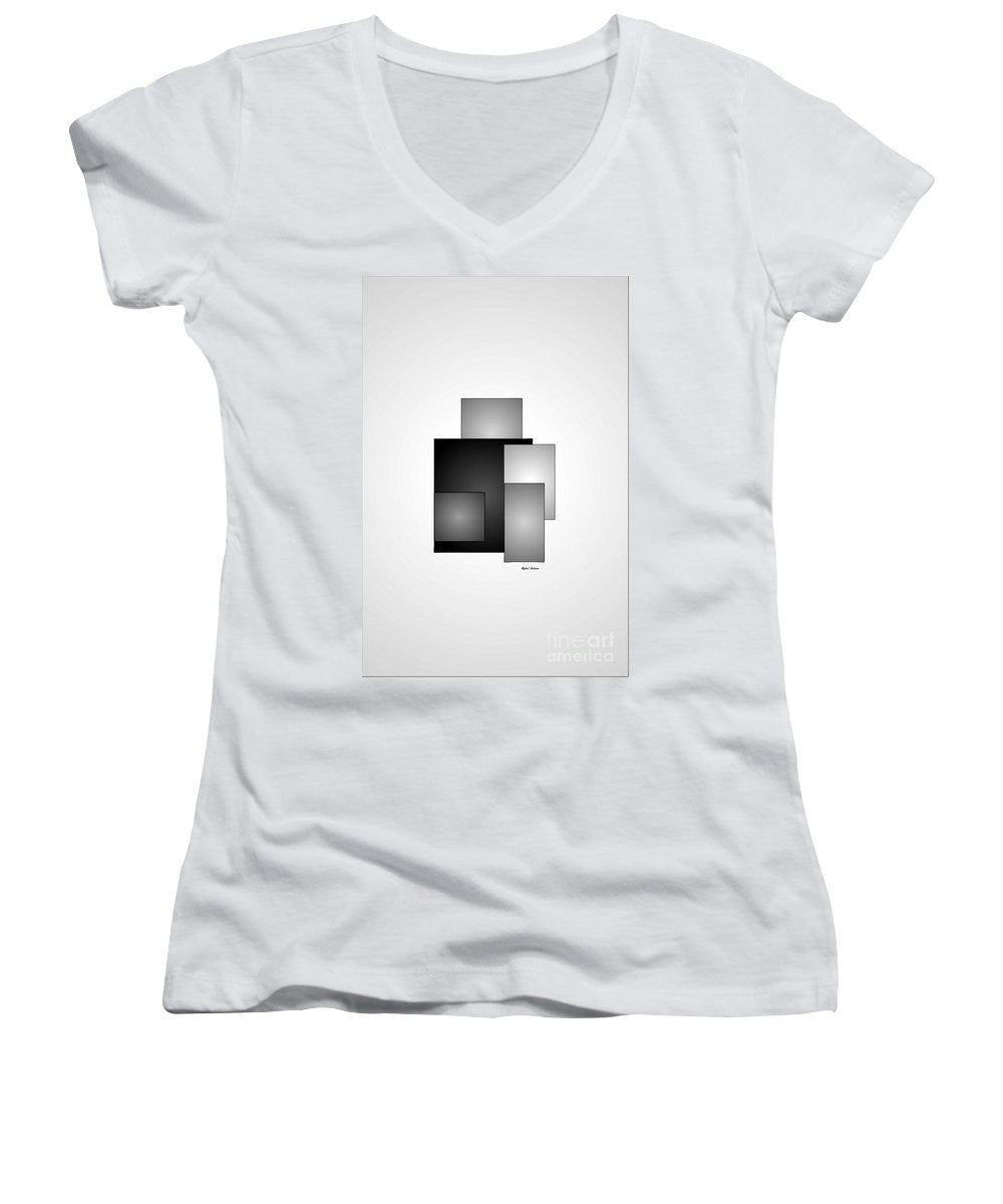 Women's V-Neck T-Shirt (Junior Cut) - Minimal Black And White