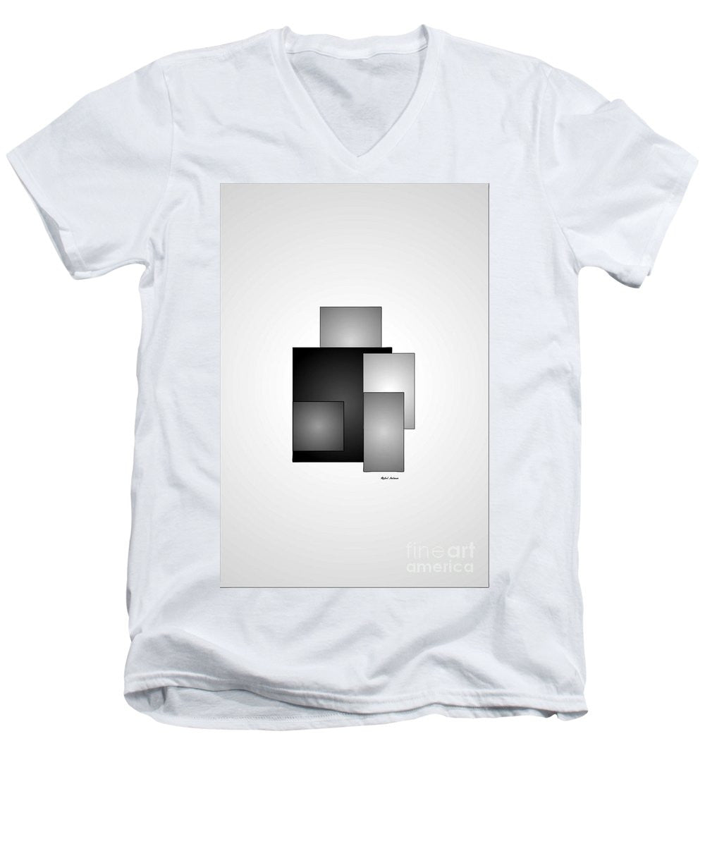 Men's V-Neck T-Shirt - Minimal Black And White