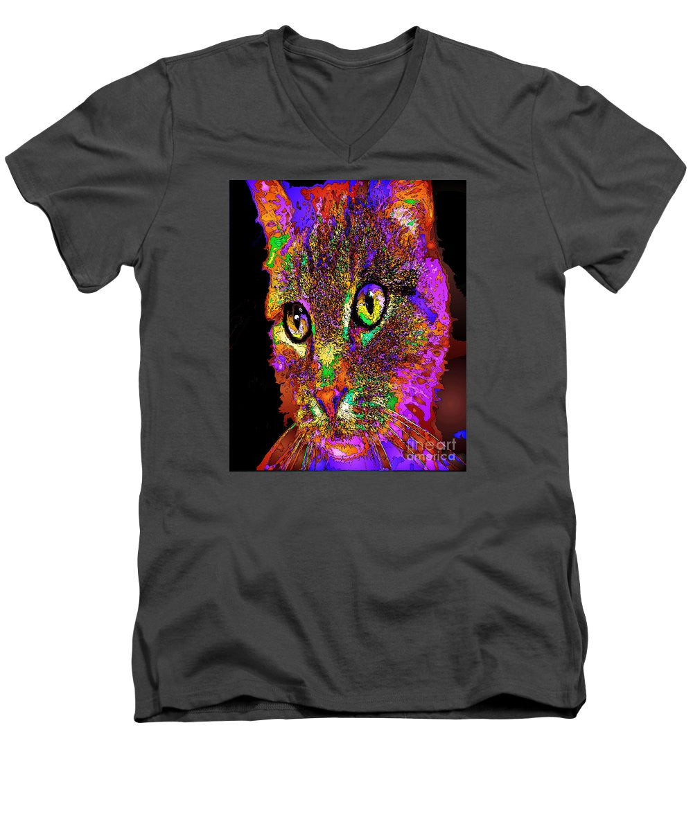 Men's V-Neck T-Shirt - Muffin The Cat. Pet Series