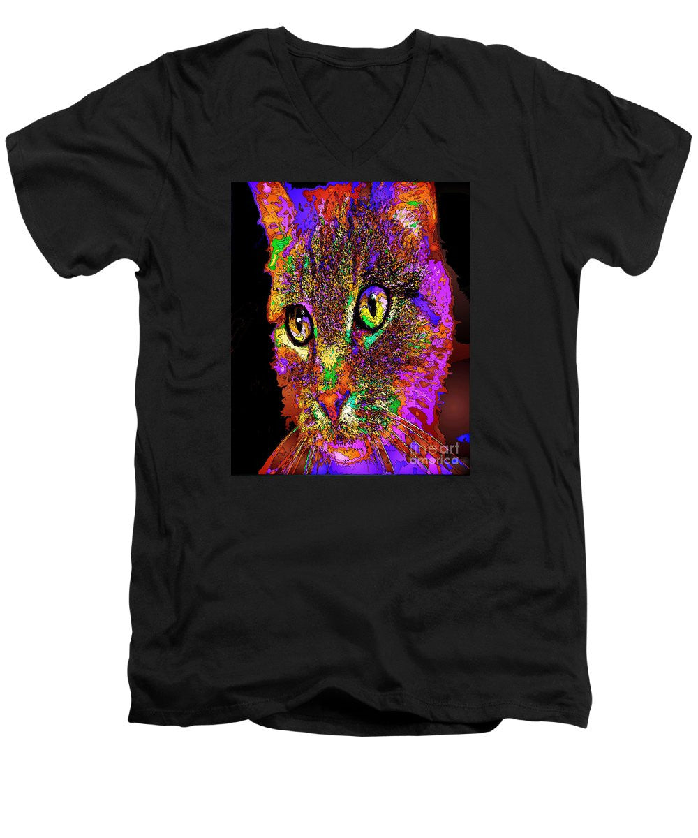 Men's V-Neck T-Shirt - Muffin The Cat. Pet Series