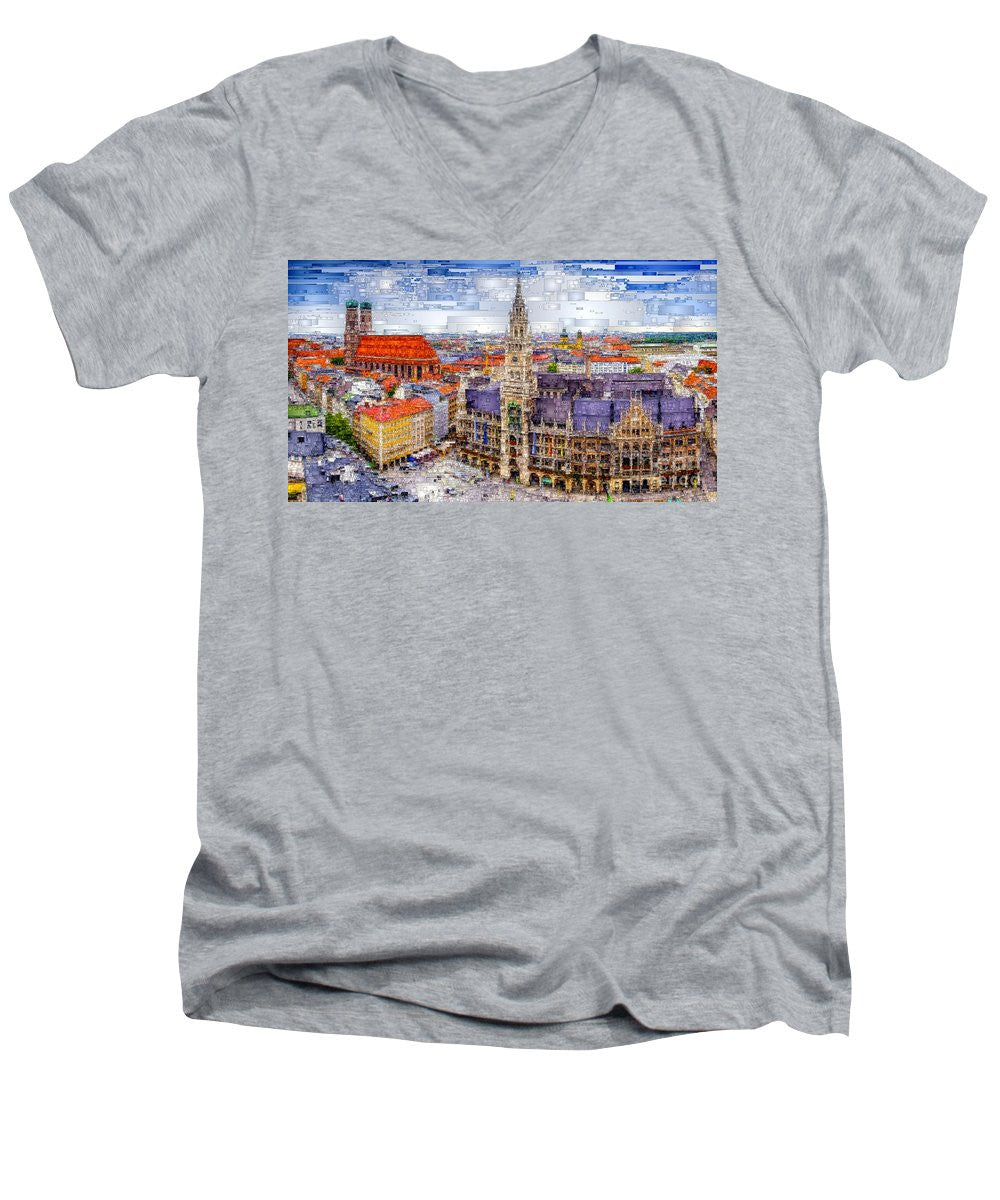 Men's V-Neck T-Shirt - Munich Cityscape