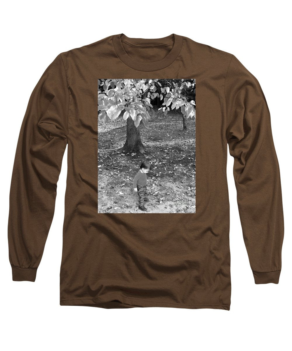 Long Sleeve T-Shirt - My First Walk In The Woods - Black And White