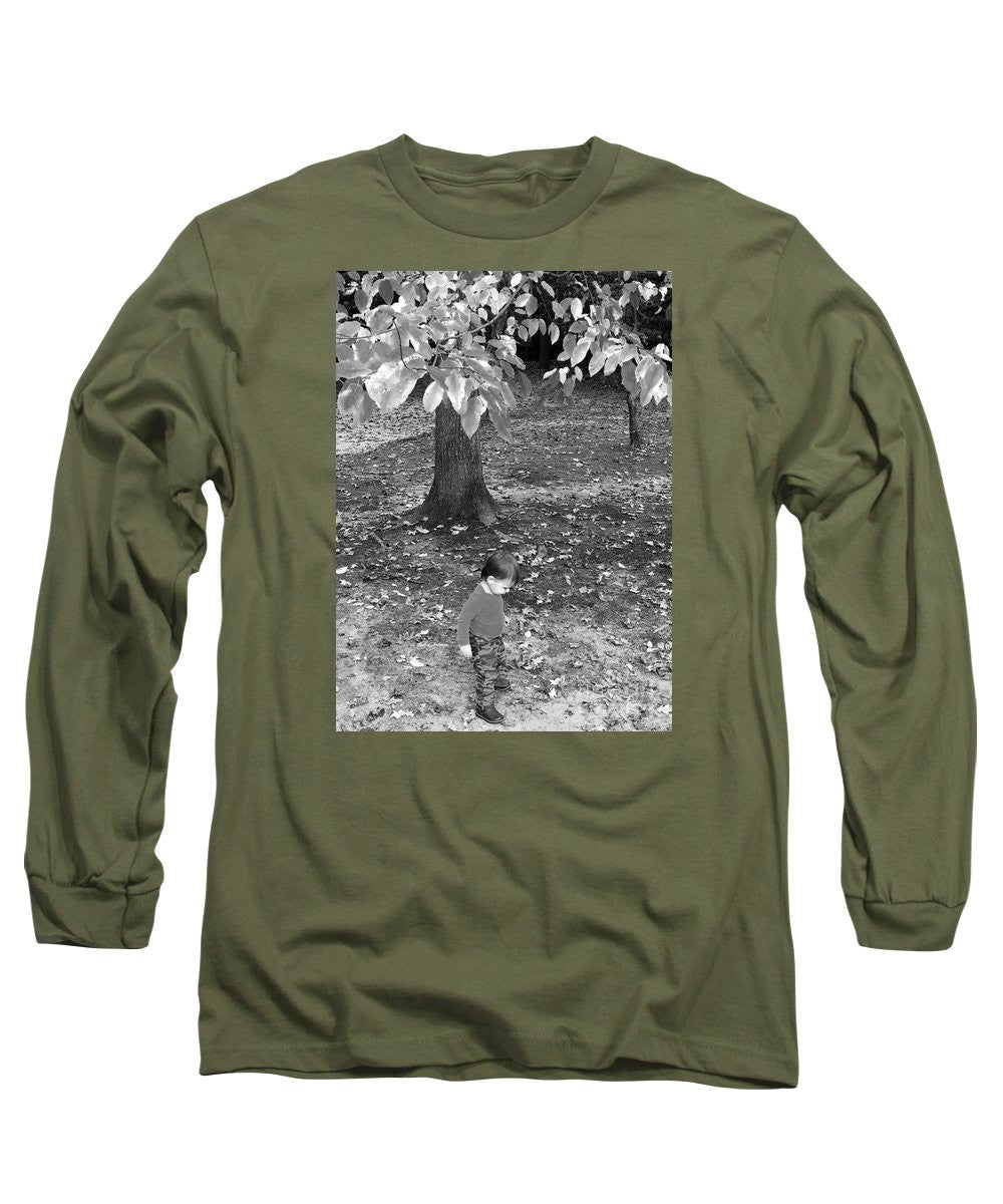 Long Sleeve T-Shirt - My First Walk In The Woods - Black And White