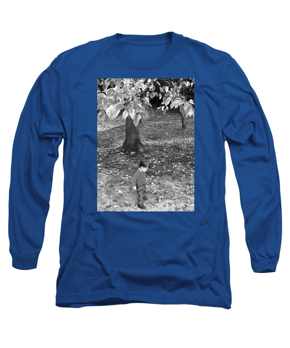 Long Sleeve T-Shirt - My First Walk In The Woods - Black And White