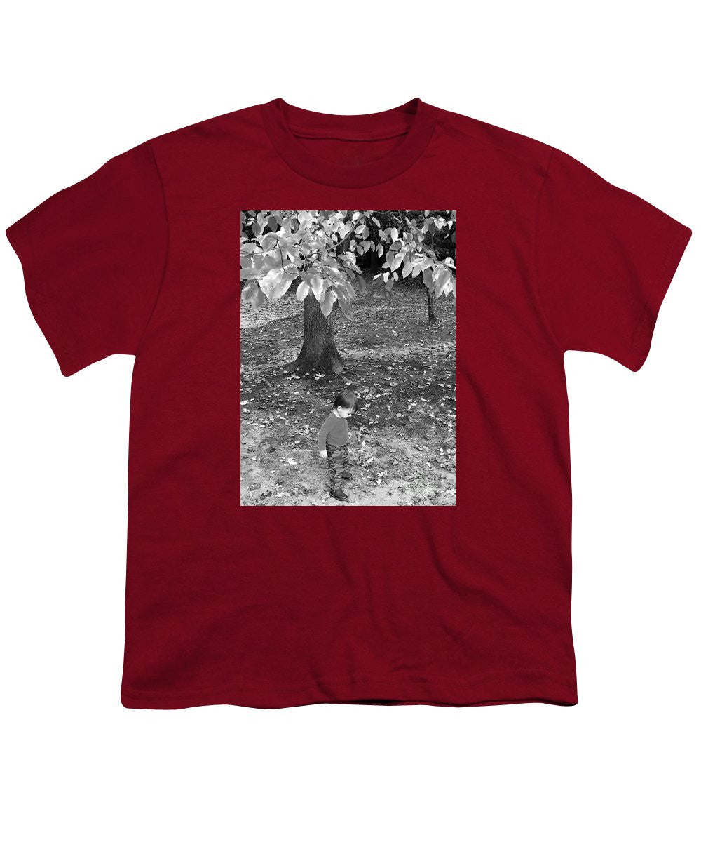 Youth T-Shirt - My First Walk In The Woods - Black And White