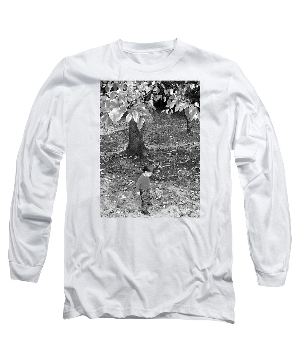 Long Sleeve T-Shirt - My First Walk In The Woods - Black And White