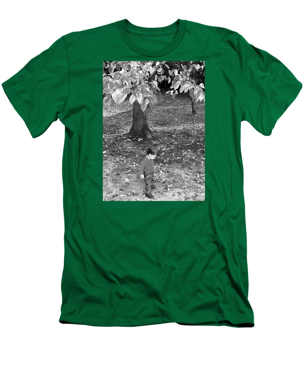 Men's T-Shirt (Slim Fit) - My First Walk In The Woods - Black And White