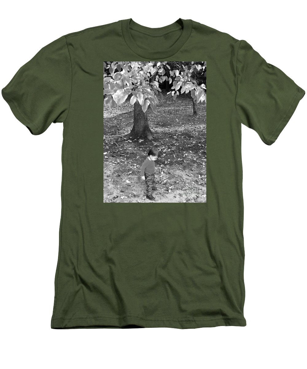 Men's T-Shirt (Slim Fit) - My First Walk In The Woods - Black And White