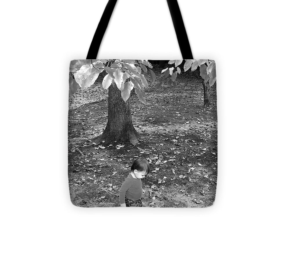 Tote Bag - My First Walk In The Woods - Black And White