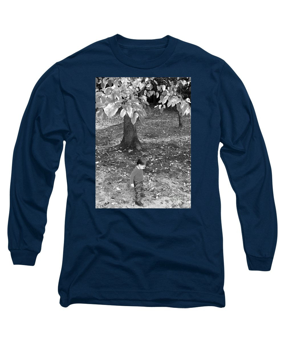 Long Sleeve T-Shirt - My First Walk In The Woods - Black And White