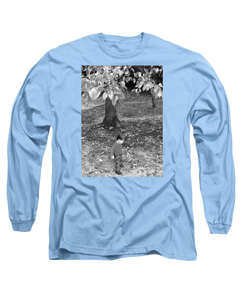 Long Sleeve T-Shirt - My First Walk In The Woods - Black And White