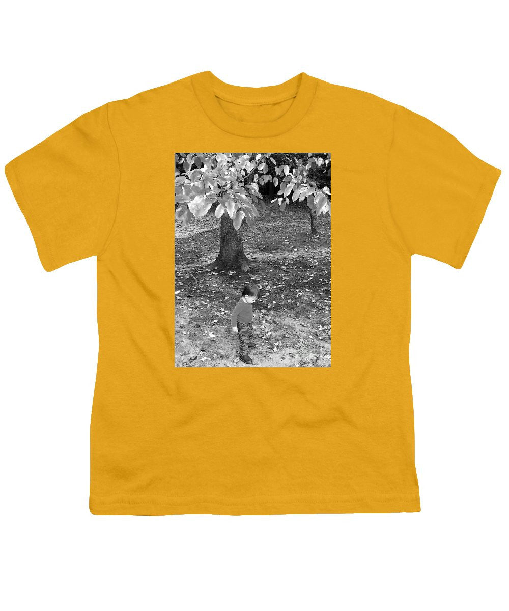 Youth T-Shirt - My First Walk In The Woods - Black And White