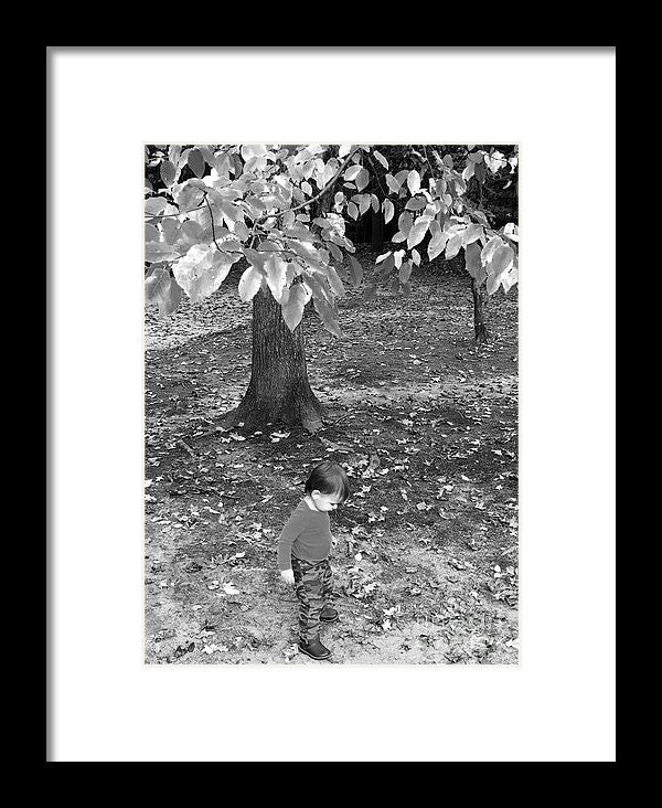 Framed Print - My First Walk In The Woods - Black And White