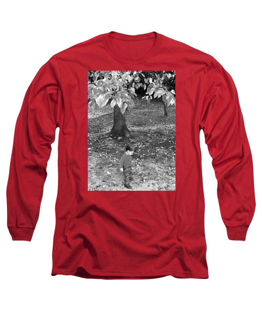 Long Sleeve T-Shirt - My First Walk In The Woods - Black And White