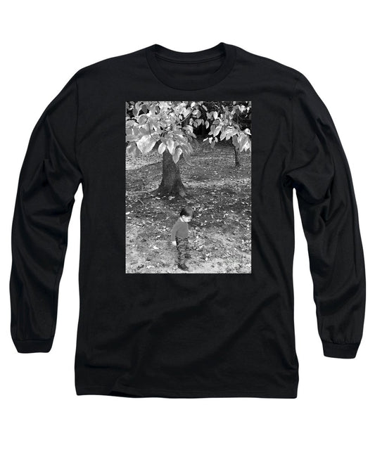 Long Sleeve T-Shirt - My First Walk In The Woods - Black And White