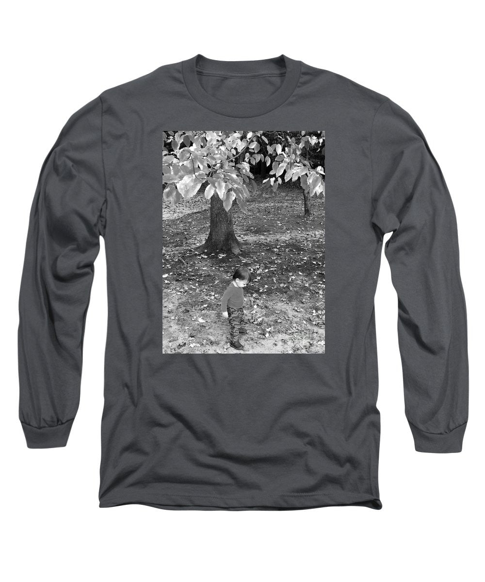 Long Sleeve T-Shirt - My First Walk In The Woods - Black And White