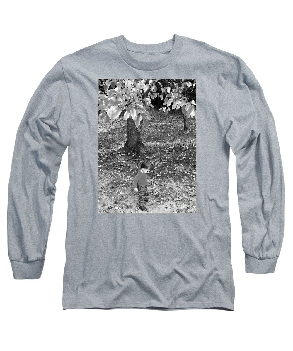 Long Sleeve T-Shirt - My First Walk In The Woods - Black And White