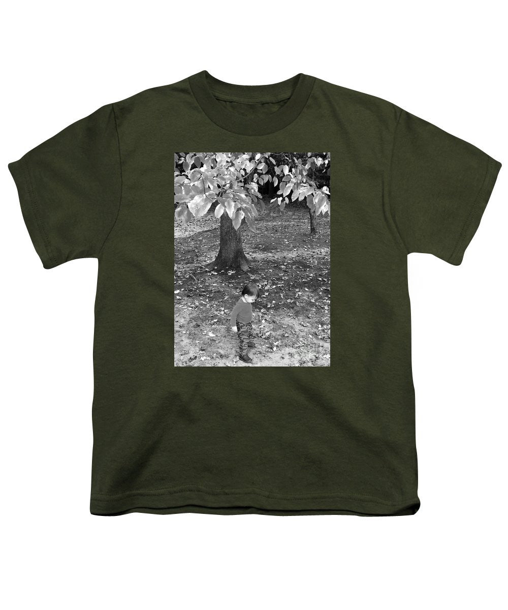 Youth T-Shirt - My First Walk In The Woods - Black And White