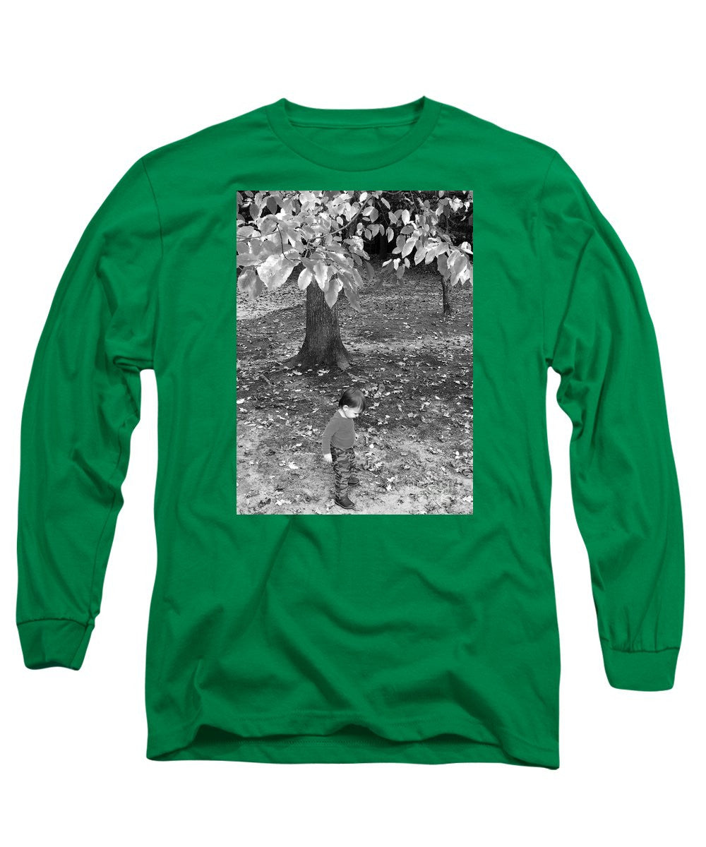 Long Sleeve T-Shirt - My First Walk In The Woods - Black And White