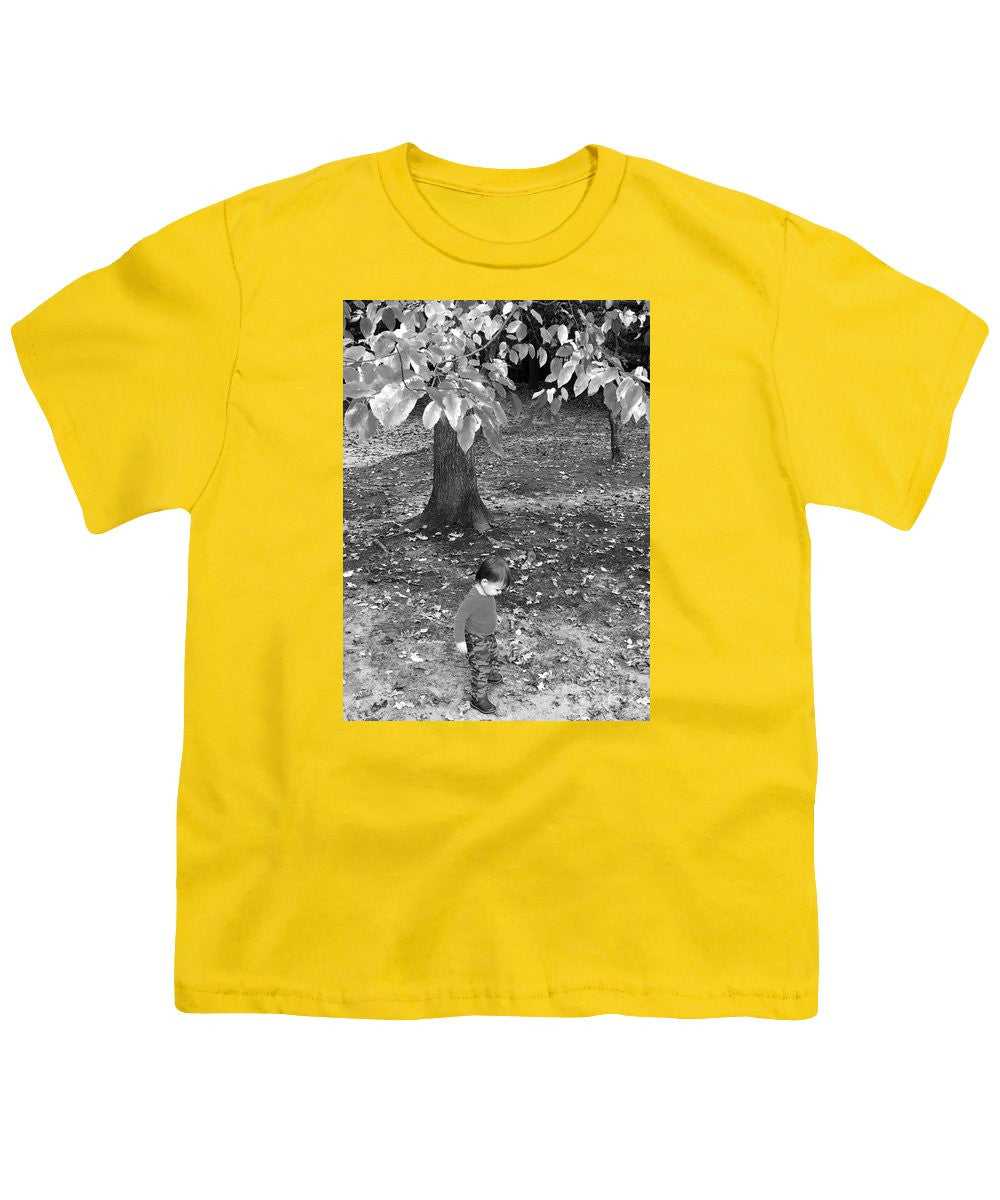 Youth T-Shirt - My First Walk In The Woods - Black And White