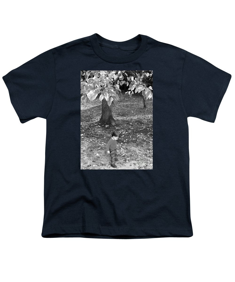 Youth T-Shirt - My First Walk In The Woods - Black And White