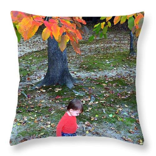 Throw Pillow - My First Walk In The Woods