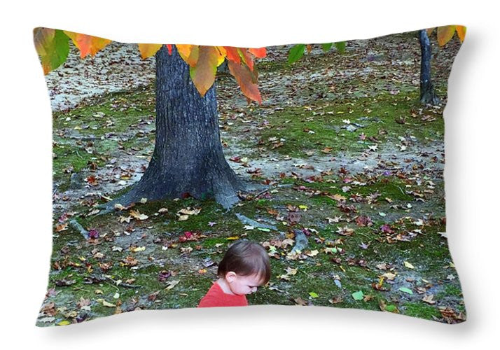 Throw Pillow - My First Walk In The Woods