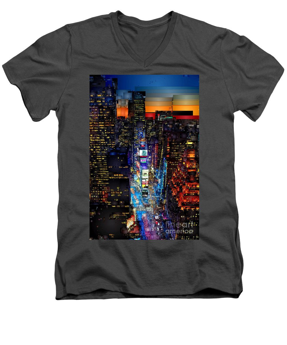 Men's V-Neck T-Shirt - New York City - Times Square