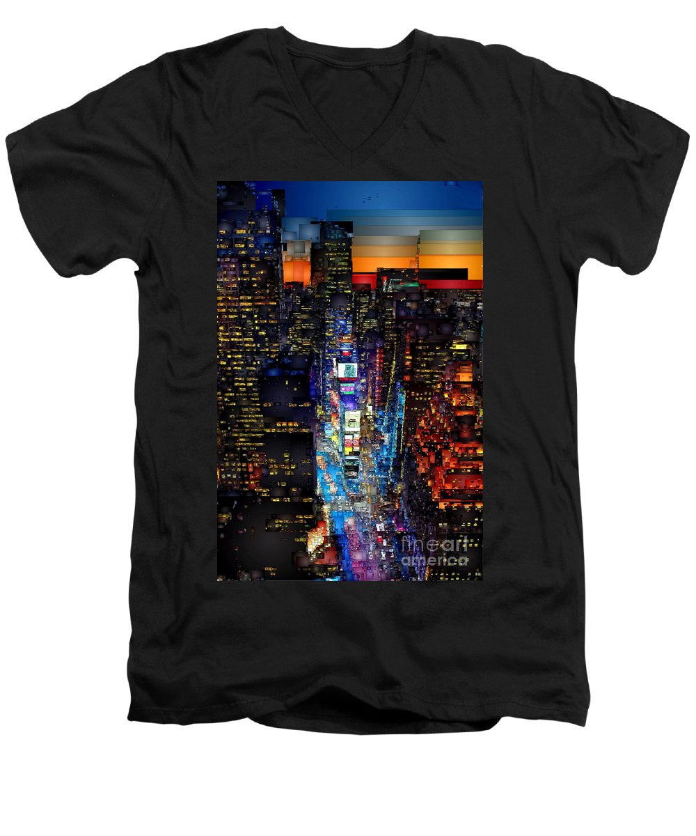 Men's V-Neck T-Shirt - New York City - Times Square