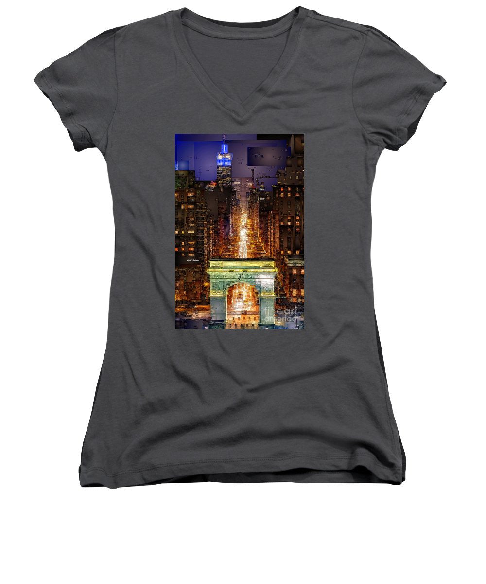 Women's V-Neck T-Shirt (Junior Cut) - New York City Washington Square